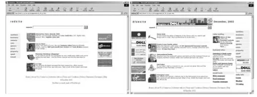 Figure 1: Screen shots of Simple and Complex sites with different menu positions.