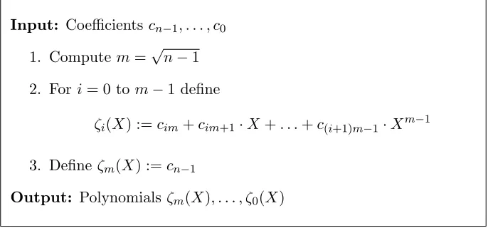 Figure 4: Advantageous encoding of polynomial c(X). The algorithm can be adapted to handlevalues n − 1 which do not have a root in N.
