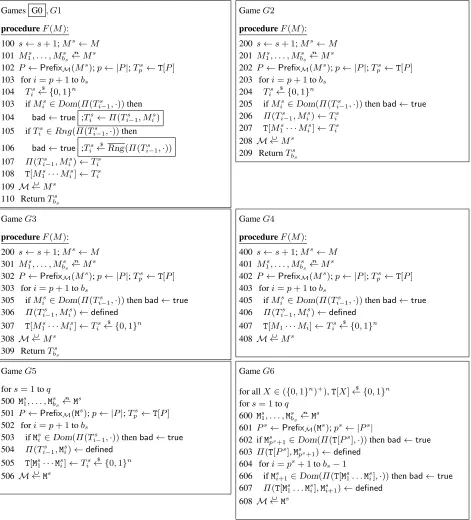 Fig. 9. Games for the proof of Theorem 2. We deﬁne T[ε] = 0n. The set M is initially empty.