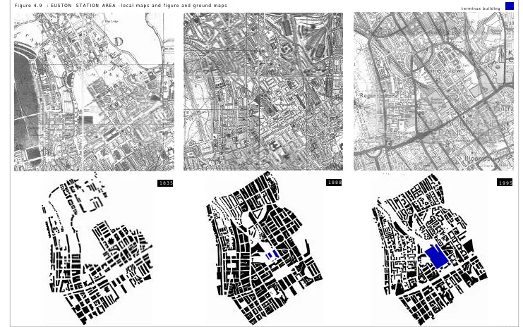 Figure 4.9  : EUSTON  STATION  AREA - local maps and figure and ground maps