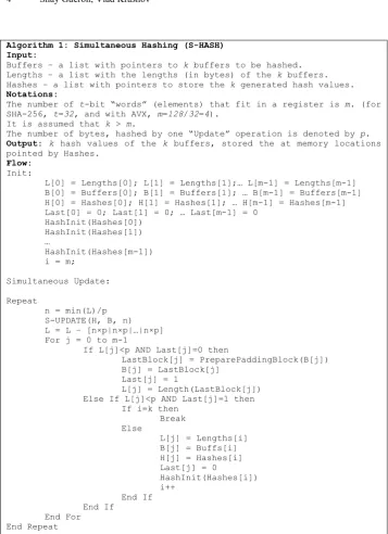 Fig. 1. The Simultaneous Hashing (S-HASH) algorithm. 