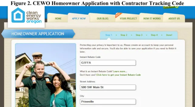 Figure 2. CEWO Homeowner Application with Contractor Tracking Code 