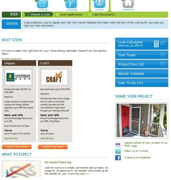 Figure 6. An Example Homeowner Portal Interaction – Selecting a Lender 