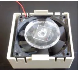 Figure 2. Spin coater/fan set up for AFM sample preparation.  