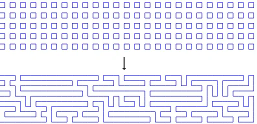 Fig. 4: Rewriting 125 squares ﬁlling a 50 × 10 lattice as a Hamiltonian cycle using Algorithm 1