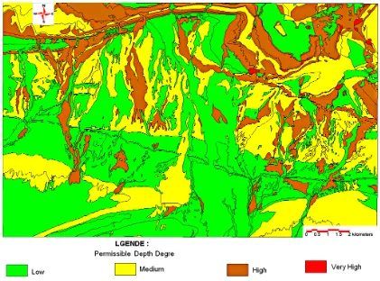 Figure 4. The permissible depth map of study area.  