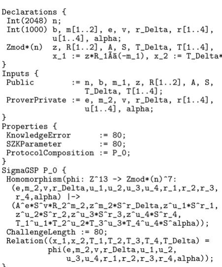 Figure 7 shows the input (a .zk-ﬁle) for our running exam-
