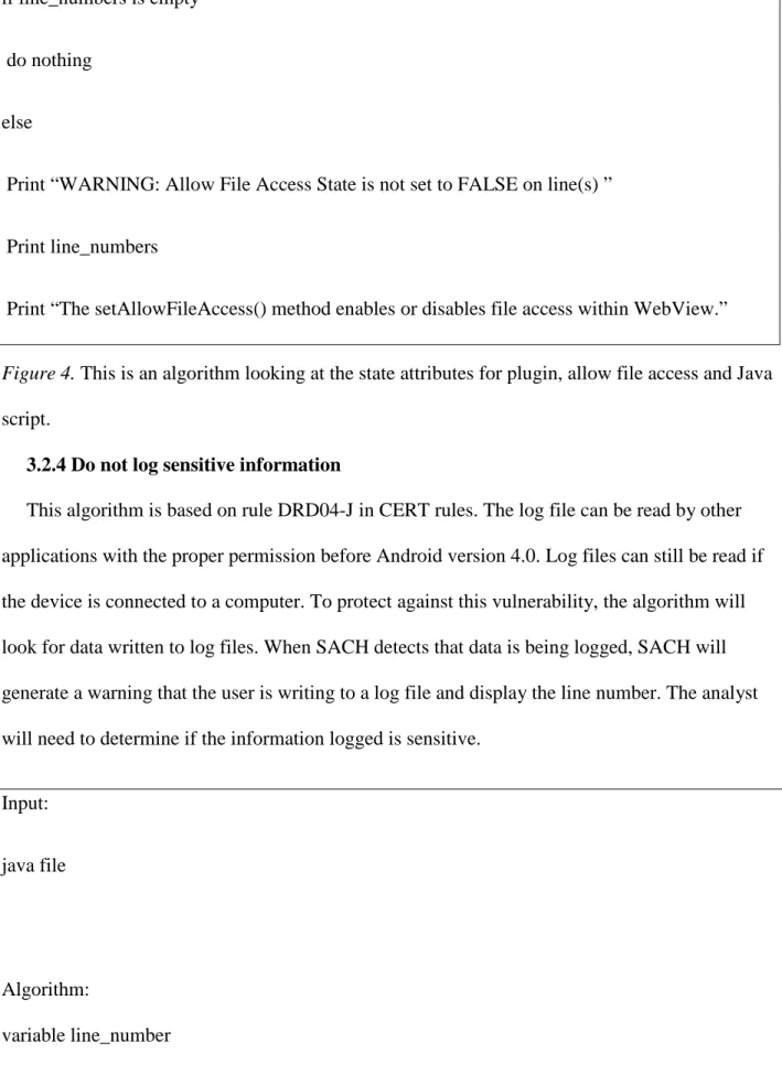 Figure 4. This is an algorithm looking at the state attributes for plugin, allow file access and Java  script