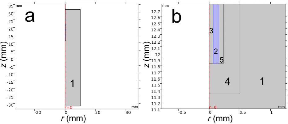 Fig. 2 Geometry used to simulate extraction profiles of benzene from air by retracted (Z = 0 mm) 