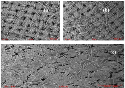 Figure 7 represents scanning electron micrographs (SEM) of uncoated, surface activated, and sol-gel PEG coated FPSE media