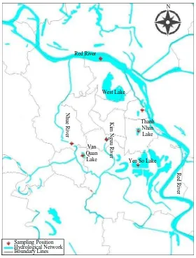Figure 1. Sampling location map of the south of Hanoi. 