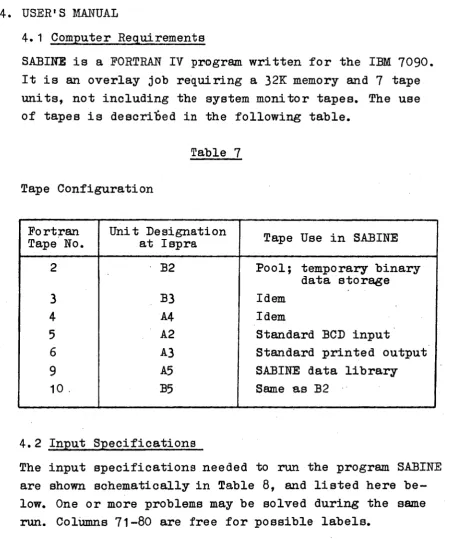 Table 7 Tape Configuration 