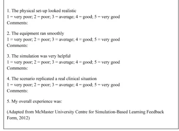 Figure 1. Simulation feedback form.                                                      