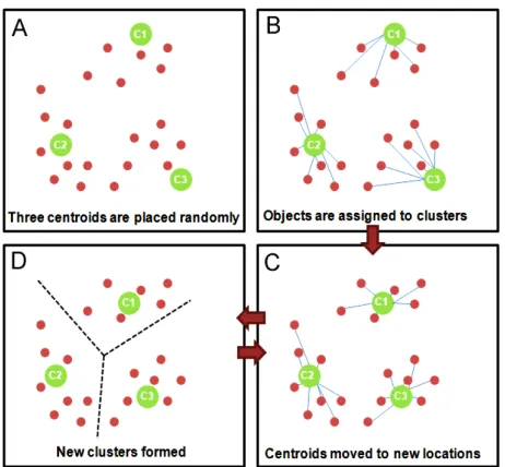 Figure 4. Principal component analysis. Data is divided into five clusters (blue) but only one principal component (green) is able to depict most of the dispersion