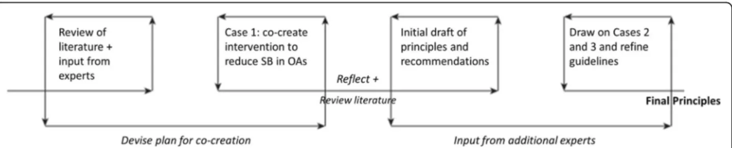 Fig. 1 Iterative derivation of co-creation principles. SB = sedentary behaviour; OAs = older adults
