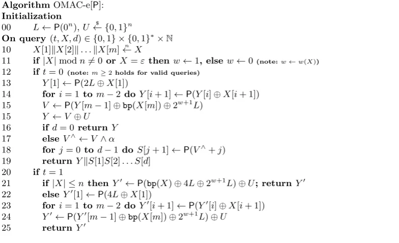 Fig. 3. OMAC-extension using an n-bit URP, P.