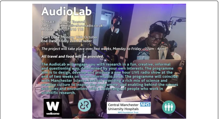 Fig. 1 Flyer used to promote and recruit to The AudioLab