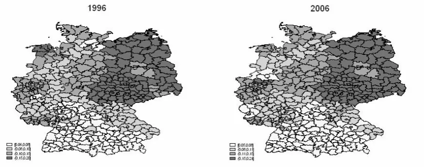 Figure 4: Spatial Distribution of Real Income in German Regions