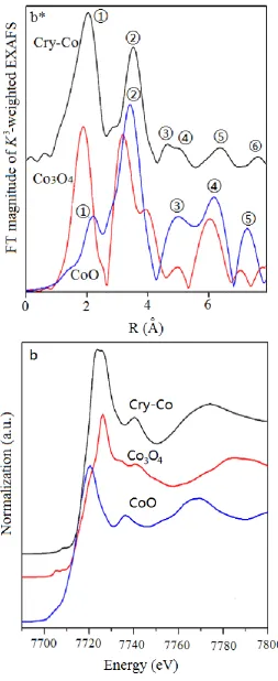 Figure 4 XANES and EXAFS of the samples: (a) Cry-Ni, (b) Cry-Co. 