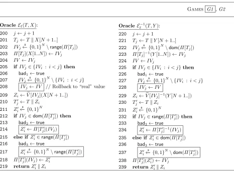 Fig. 3: Game 1, which includes the boxed statements, simulates PIV[Π, V� ] by deﬁning Π through lazy sam-pling