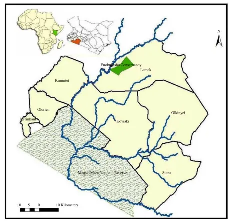 Figure 1. Location of Enoonkishu conservancy in the Mara Region.  