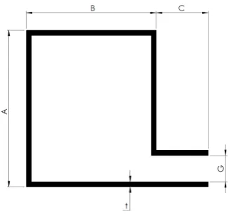Figure 3.4: Cross section of the ﬁnal geometry with dimensions illustrated.