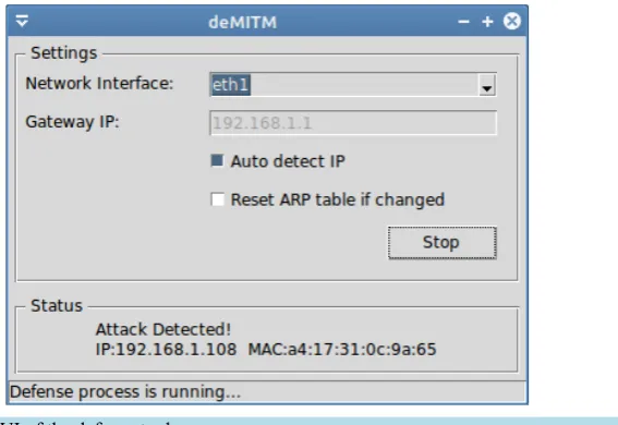 Figure 6. GUI of the defense tool.                                                     