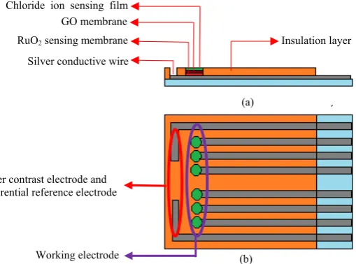 Figure 1. The producing process of the flexible arrayed RuO2/GO chloride sensor [28-31]