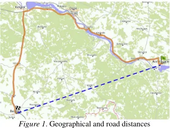 Figure 1. Geographical and road distances 