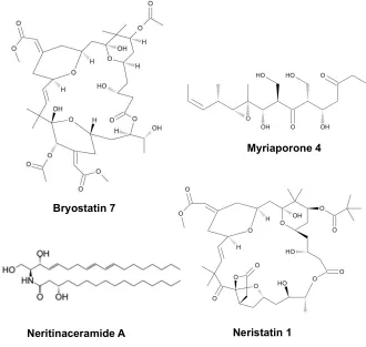 Figure 2. Structures of selected lactones and a ceramide from bryozoans. 