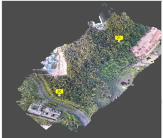Fig. 5 A recognized transmission tower. The yellow point represents the transmission tower recognized by the proposed method