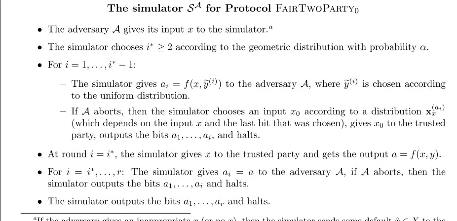 Figure 4: The simulator SA for Protocol FairTwoParty0.
