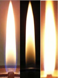 Table 1. Volumetric flows and flowfield velocities to the flames. 