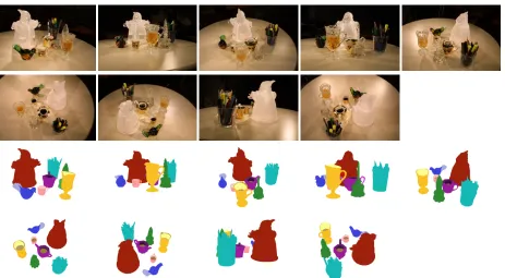 Figure 12: Upper row: Visual hull geometry. Lower row: Cell carving geometry. All images rendered from novel viewpointsthat are not part of the input images.