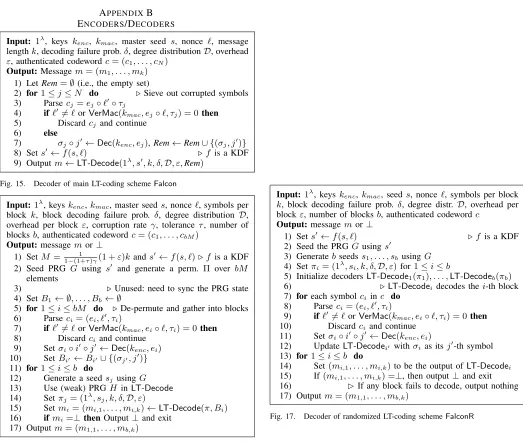 Fig. 17.Decoder of randomized LT-coding scheme FalconR