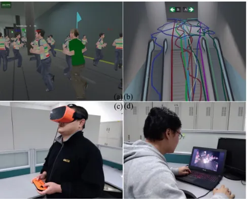 Figure 6 Prototype system (a) overview of subway scene; (b) trajectory visualization; 
