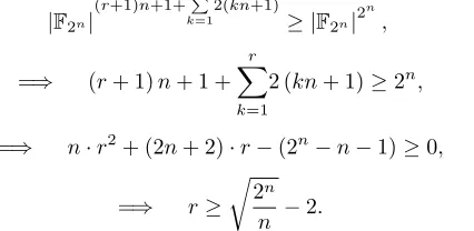 Table 3. Lower bound for non-linear complexity in F2n.