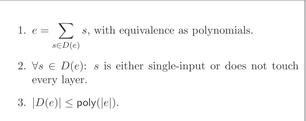 Figure 1: Properties of a valid decomposition D(e)