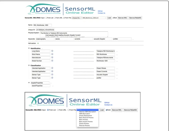 Fig. 1 The Online SensorML Editor has the look and feel of a technical specification sheet