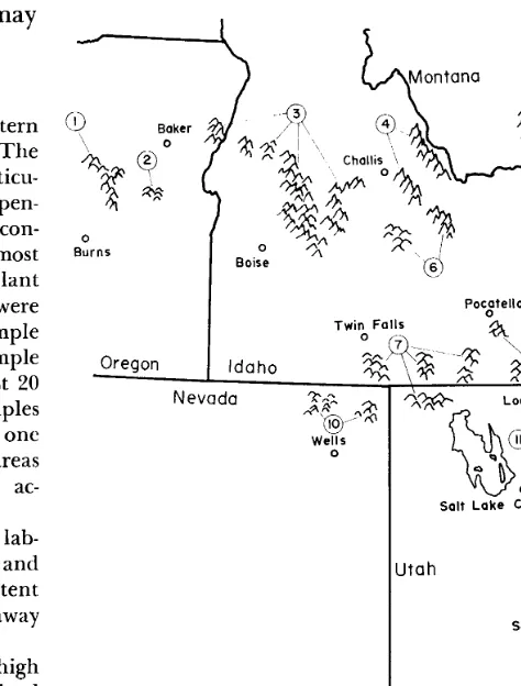 FIG. 1. Geographic location of high northwestern ranges forage was sampled for determining selenium content