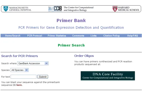 Figure 1A screenshot of the web interface for PrimerBankA screenshot of the web interface for PrimerBank