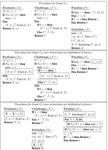 Fig. 5. Procedures deﬁning the sequence of games in the proof of Lemma 1.
