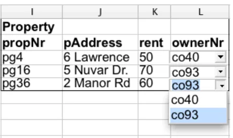 Figure 8: Foreign key columns are filled in using combo boxes.