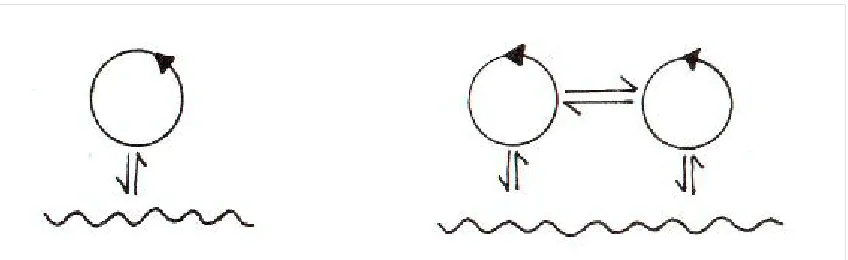 Figure 6: Interaction of a system with its environment and of two systems with the environment and with each other 