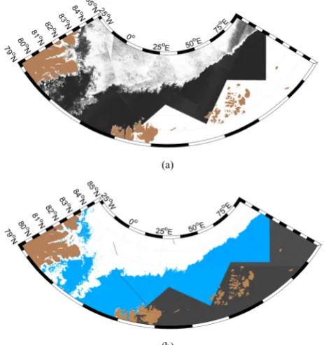 Fig. 16(e). Obviously, the sea ice in the upper-left region is 