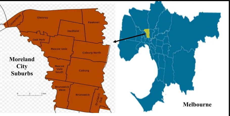 Figure 5.1. Location and suburbs of MC  