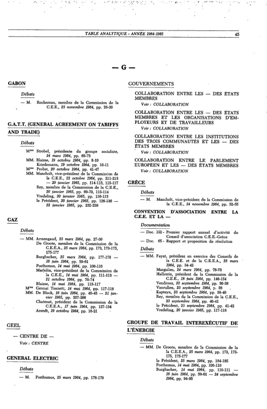 TABLE ANALYTIQUE - ANNÉE 1964-1965