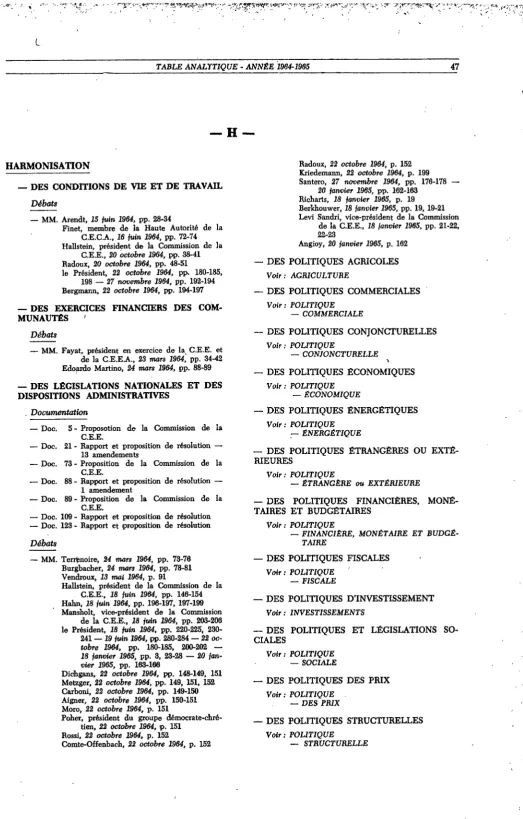 TABLE ANALTTIQUE - AIVNÉE 19641965