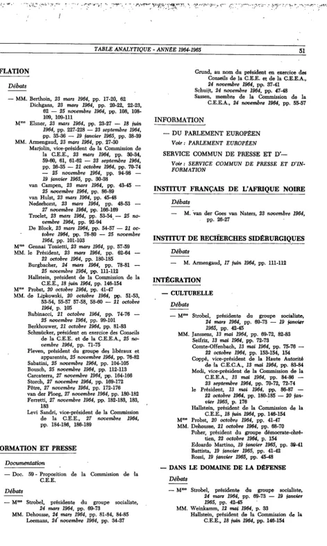 TABLE ATVALYTIQUE - ANNÉE 19641965