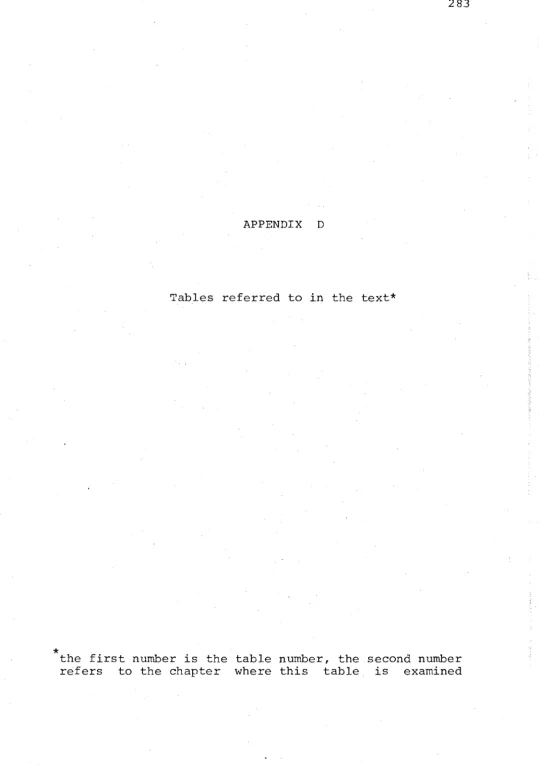 Tables referred to in the text* 
